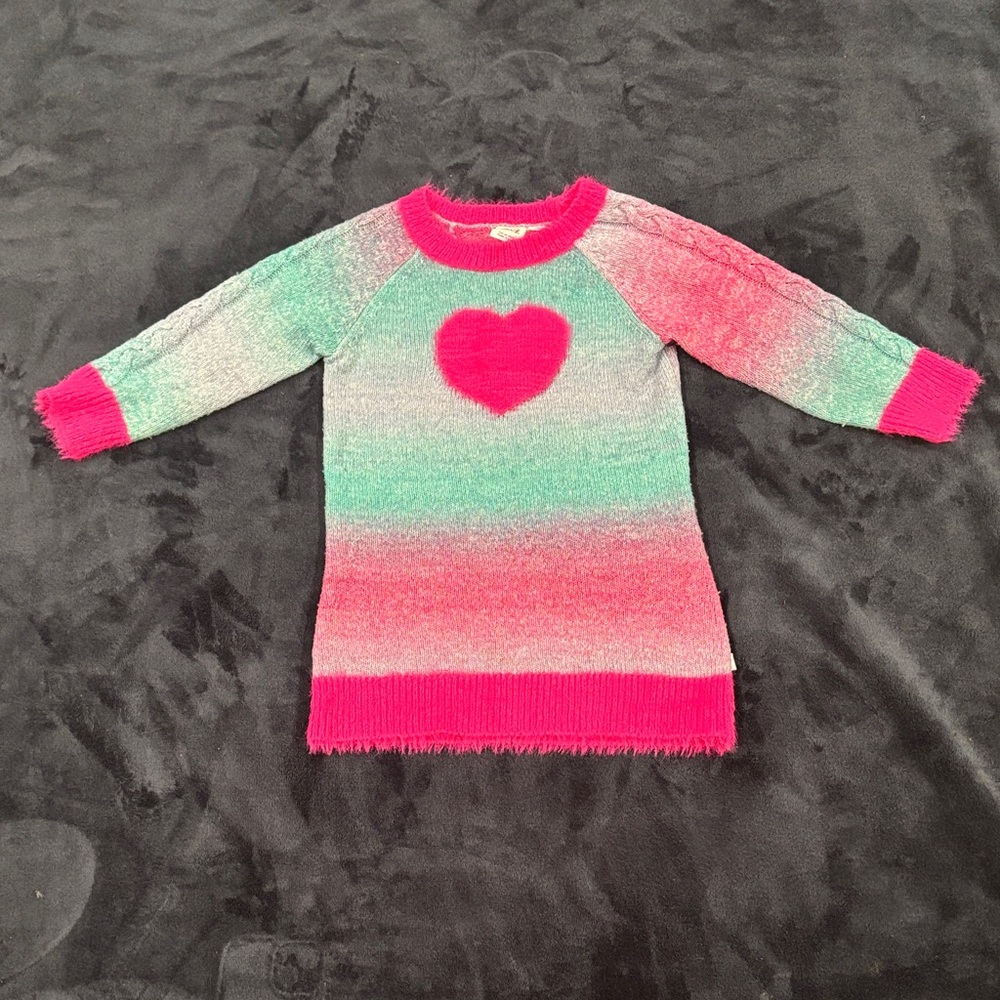 Deux par Deux 2T Heart Sweater Dress Ombre Knit